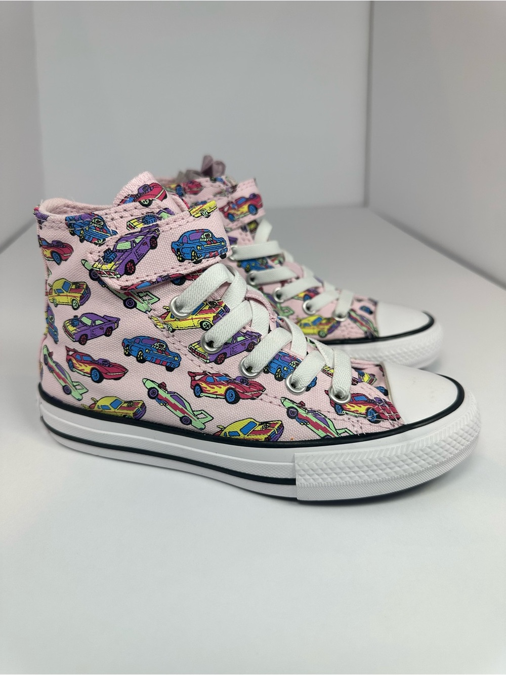 NWOT Converse Chuck Taylor All Star High Top- Pink with cars Size 12 toddler